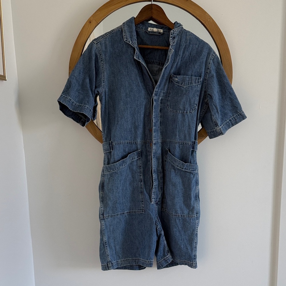 Alex Mill Indigo Short-Sleeve Denim Romper